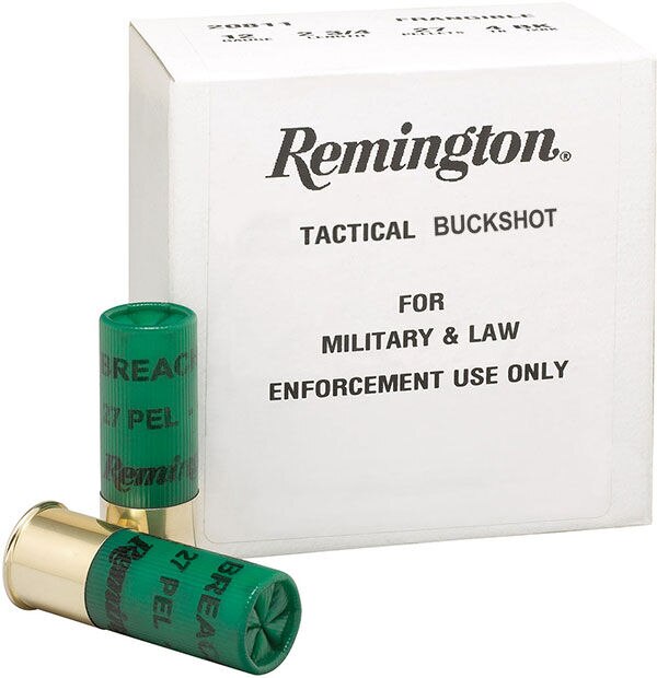 Remington Tactical Breaching 12 Gauge Ammo 2 3/4'' #4 Buckshot 27 Pellets - Case of 250 - LAW ENFORCEMENT ONLY